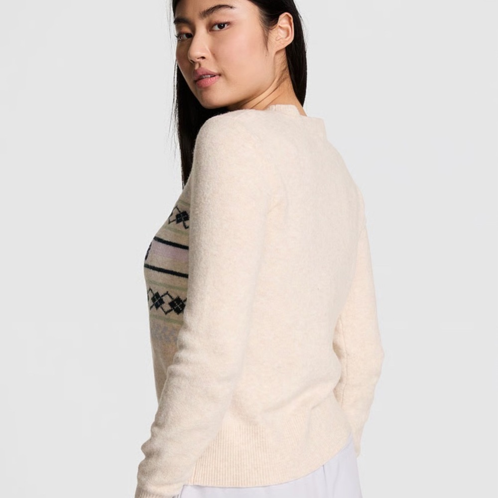 PINK Victoria's Secret Cream and Light Pink Striped Knit Sweater - Picture 3 of 6